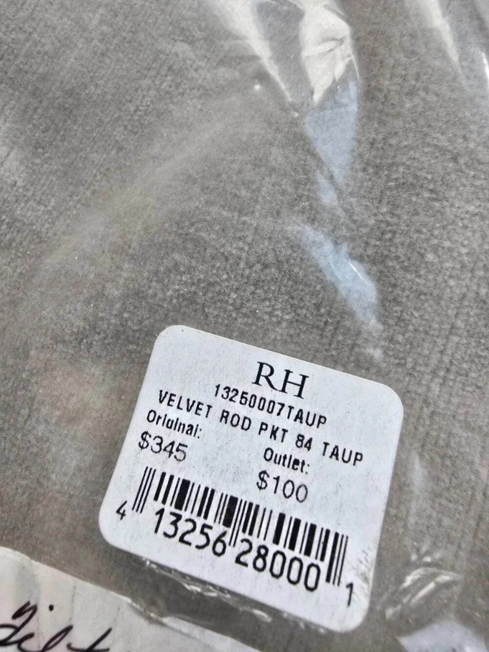 Restoration Hardware RH Velvet Rod Pocket Light Filtering Panel 84